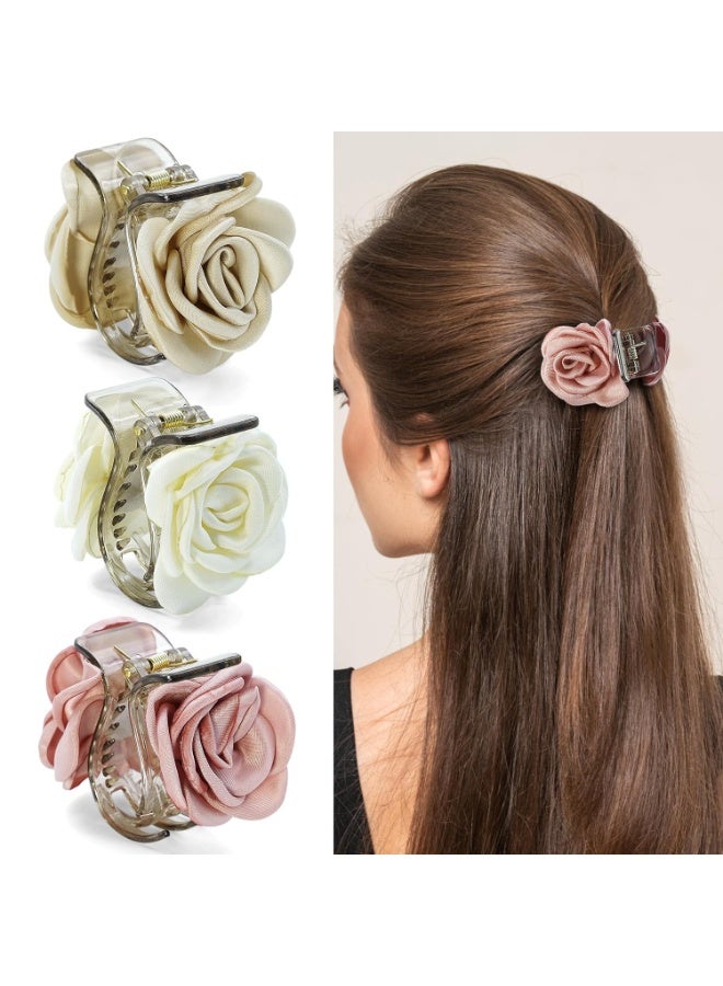 CLENEA 3Pcs Hair Clip Medium, 1.61 Inch Small Hair Claw Clips for High Ponytail,Shark Hair Clips (3 colors) - Image 1